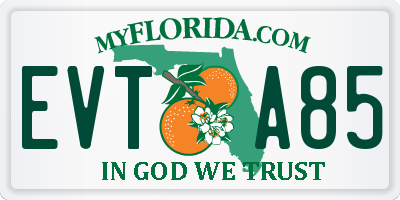 FL license plate EVTA85