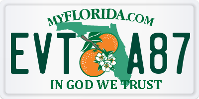 FL license plate EVTA87