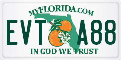 FL license plate EVTA88