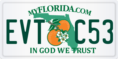 FL license plate EVTC53