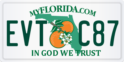 FL license plate EVTC87