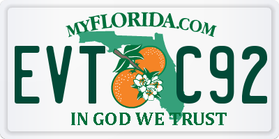FL license plate EVTC92