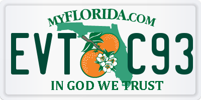 FL license plate EVTC93
