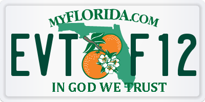 FL license plate EVTF12