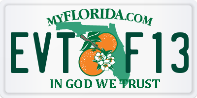 FL license plate EVTF13
