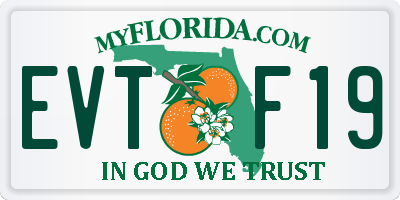 FL license plate EVTF19