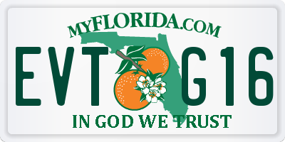 FL license plate EVTG16