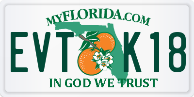 FL license plate EVTK18