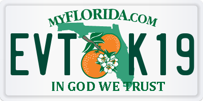 FL license plate EVTK19