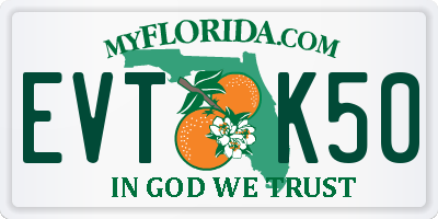 FL license plate EVTK50