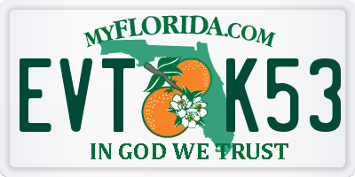 FL license plate EVTK53