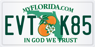FL license plate EVTK85