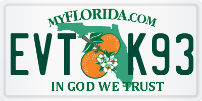FL license plate EVTK93