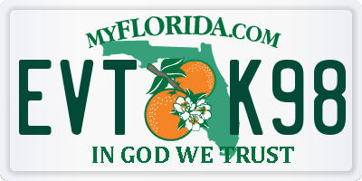 FL license plate EVTK98