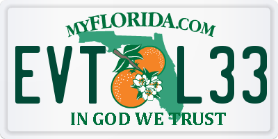 FL license plate EVTL33