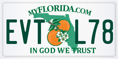 FL license plate EVTL78