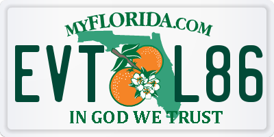 FL license plate EVTL86