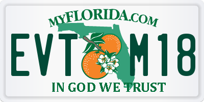 FL license plate EVTM18