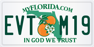 FL license plate EVTM19