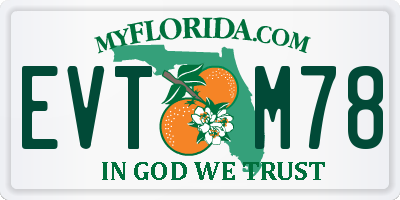 FL license plate EVTM78