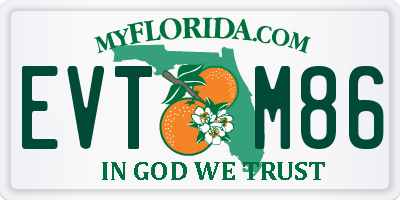 FL license plate EVTM86