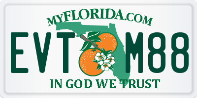 FL license plate EVTM88