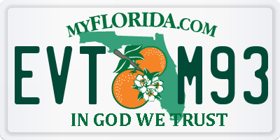 FL license plate EVTM93