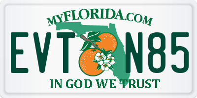 FL license plate EVTN85