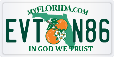 FL license plate EVTN86