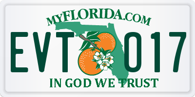 FL license plate EVTO17