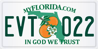 FL license plate EVTO22