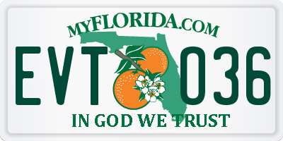 FL license plate EVTO36