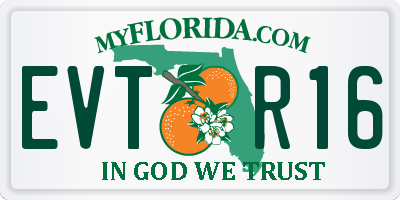 FL license plate EVTR16