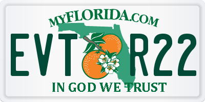 FL license plate EVTR22