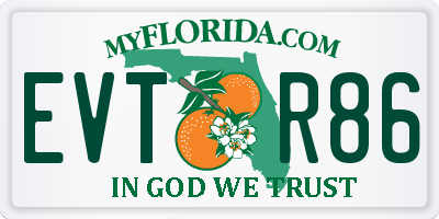 FL license plate EVTR86