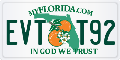 FL license plate EVTT92