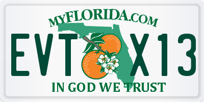 FL license plate EVTX13