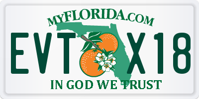 FL license plate EVTX18