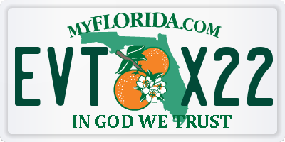 FL license plate EVTX22