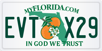 FL license plate EVTX29