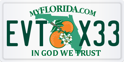 FL license plate EVTX33