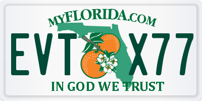 FL license plate EVTX77