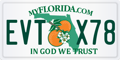 FL license plate EVTX78