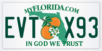 FL license plate EVTX93