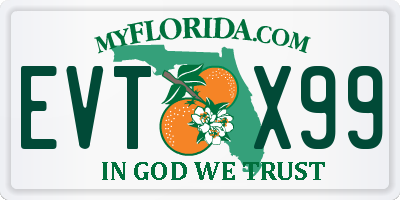 FL license plate EVTX99