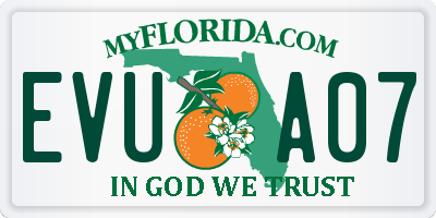 FL license plate EVUA07
