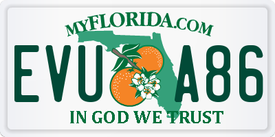 FL license plate EVUA86