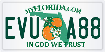 FL license plate EVUA88