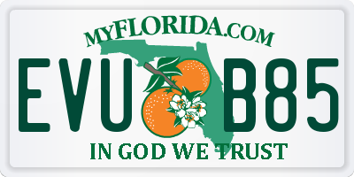FL license plate EVUB85