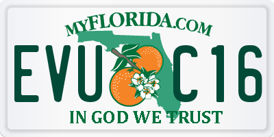 FL license plate EVUC16